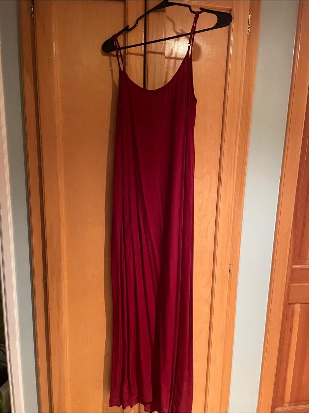 Sleeveless Wine Maxi Slip Dress with Adjustable Straps